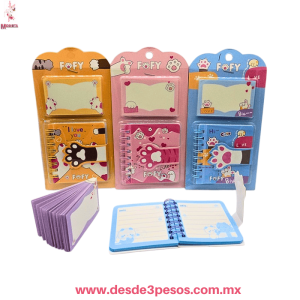 Set de Libreta y Notas Adhesivas FOFY - Diseño Patita de Gato Kawaii (Aprox. 8.5 x 8.5cm) XQ-62506 Set de Libreta y Notas Adhesivas FOFY - Diseño Patita de Gato Kawaii (Aprox. 8.5 x 8.5cm) XQ-62506
