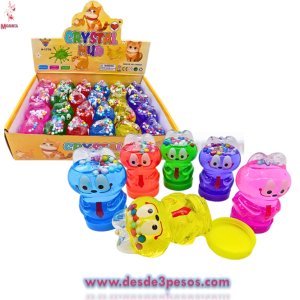 Slime caja con 24pza. Figura de Gato Garfield colores con glitter y bolitas de unicel 7 x 4 cm. Costo Unit. $3.22
