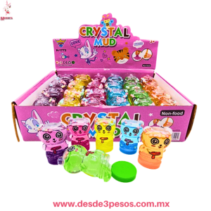 Slime en figura de OSO PANDA con Glitter y bolitas de unicel 6 Cm Aprox. H-1772