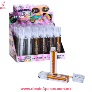 Sombra FAVOR BEAUTY liquida de ojos metálica brillante alto pigmento 11 X 3 cm caja con 24 pza. precio por 1 pza. EB7152 