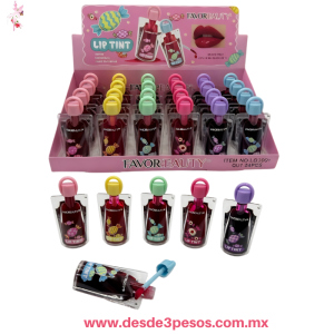 Tintas de labios FAVOR BEAUTY en forma de botella caja con 24 pza. precio por 1pza LG3801