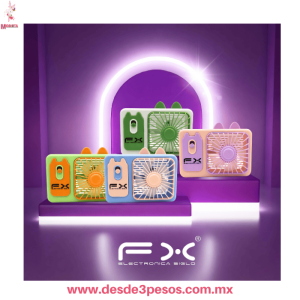 Ventilador de Mano Kitty FX Recargable Por Usb 13 x 9 cm en colores FS-6633