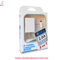  Cargador + Cable Tipo Iphone Rápido 1 HORA IP Combo, 10W, 2 en 1 - Compacto y Eficiente CAR088
