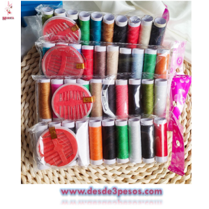 Paquete con 12 Bolsa con 10 hilos y 1 estuche de agujas 