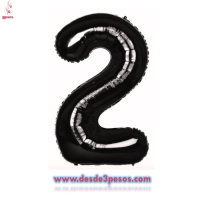  Bolsa con 9 Globos de Numeros del 1 al 9 en color NEGRO  68 x 46cm