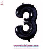 Bolsa con 9 Globos de Numeros del 1 al 9 en color NEGRO  68 x 46cm