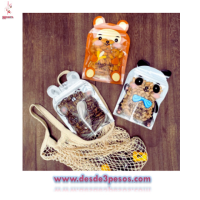 2 Pzas de Bolsas Reusables con cierre hermetico para guardar alimentos 24.5 x 16.2cm. Con decoracion de dibujos animados
