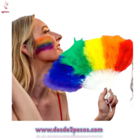 Abanico Plumas Arcoíris 38.5 x 24cm. 