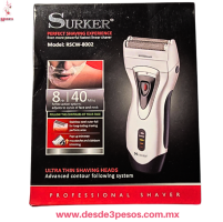 Afeitadora Recargable Profesional SURKER RSCW-8002, Ajustable a la forma de tu cara. Acero Inoxidable. Marca Surker