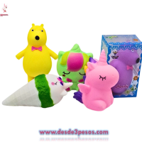 Animal  Squishy  antiestres relleno con masa  5 modelos 9.6 x 5 cm.
