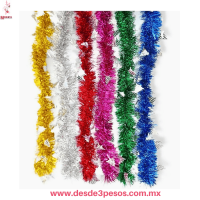Atado de 12 Tiras  de Escarcha en colores Metalico 2 mts. Con alambre y arbolitos colgantes X-794-2