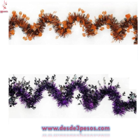 Atados de 10 tiras de Escarcha Metálica para Halloween con figuras colgantes 1.60 de largo 