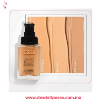Base de maquillaje Velvet Touch de Saniye, disponible en tonos como beige, 