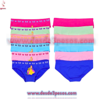 Bikini de Niña en colores Microfibra 4 - 6 años bolsa con 12 pza. Precio por 1 pza. 