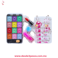Blister de Sombras 9 Tonos 11 x 6 cm. con aplicador, Labial , Esmalte Pinza y Uñas postizas LIN-78