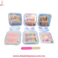 Blíster de plástico transparente con 10 Uñas Postizas Decoradas varios modelos y tamaños MC25-SN012