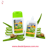 Bloqueador solar Saniye con aloe vera y baba de caracol, protección SPF 90 y tiene una fórmula a prueba de agua 100 ML modelo R1318 13 X 7.5 cm
