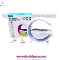 Bocina Google bluetooth con cargador inalÃ¡mbrico para Celular y lampara Led de mesa 25 x 21.5 cm. 