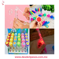 Bolígrafo 4 En 1 Pluma Con Sello Luz Burbujas Kawaii Caja con 24 pza. precio por 1 pza. YON-8 16 cm alto 