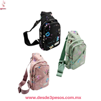 Bolsa Cruzada para Dama de Tela diseñada 3 Cierres 30 x 19 cm. 