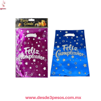 Bolsa de Aluminio Decorado con FELIZ CUMPLEAÃ‘OS 30 X 20 cm. En colores YSL-L359