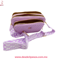 Bolsa Vinil con Correa Ancha y Tres Diviciones con cierre en varios Tonos lisos 22 c 14 cm 11878-53