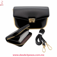 Bolsa Vinil con Metal dorado en Orilla incluye Monedero 1 divicion ambos 21 x 16 y 10 x 16 cm varios tonos LD0661