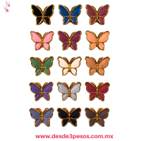 Bolsa con 12 Pinzas para Cabello Mariposa Colores Matte con Orilla Dorada 8 x 7 cm QHP-FA95