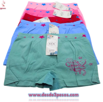 Bolsa con 12 pza. Bóxer Infantil Niña Microfibra talla 4 a la 10 aprox. En colores surtidos Costo Unit.$13