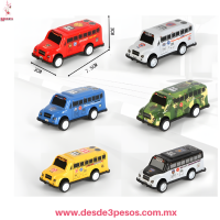 Bolsa con 6 Autobus de Traccion 7 x 3 cm en colores X-480-44