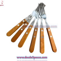 Bolsa con 6 Tenedores con Mango de Madera 19 cm 