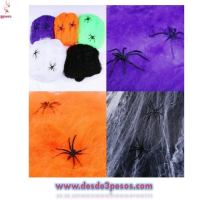 Bolsa con Telaraña en colores y dos arañas bolsa mediana 24 x 21cm.