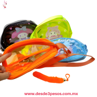 Bolsa de Hule en colores Transparentes con Imagen KUROMI Cinta Ancha 23 x 17 cm N-399