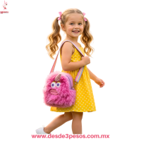 Bolsa de Peluche en forma de Muñeco Moustro con cinta ancha para colgar en diferentes Colores 26 x 17 cm N-292