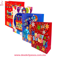 Bolsa de Regalo Mediana papel delgado HAPPY Birthday varias presentaciones 23 x 28 cm. 