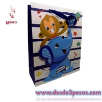 Bolsa de Regalo de CartÃ³n Duro Surtida en Varios Modelos en 3D 26 x 32cm