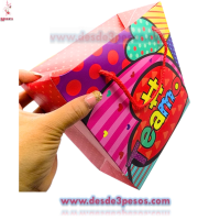 Bolsa de Regalo en forma de caja GRANDE, decorada de San Valentín con Diseños Diamantados 36 x 27 cm.