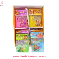 Bolsa de Slime Frutal en Colores y glitter presentacion Capybara 12 x 9 cm. Caja con 16 pza, precio por 1 pza,