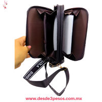 Bolso crossbody con cierre neon cuenta con 2 Diviciones Tarjetero y Correa Ancha 21 x 13 cm. H-1034