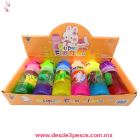 Bote de Slime y tapa en forma de mounstro con glitter y muÃ±ecos de goma Ballerina Capuchina Y Tralalero 
