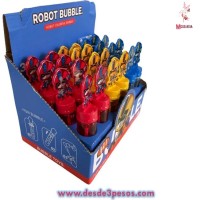 Burbuja de Agua en tubo con figura en Tapa en forma de ROBOT 14cm