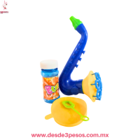 Burbujas de agua forma de Instrumento Musical contiene 1 bote de liquido y recipiente 16cm en colores