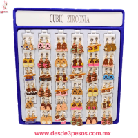 Caja C/36 Pares de Aretes de Ositos Esmaltados con Zirconia Cúbica 2.5cm. MC25-A18 Costo Unitario: $5.25