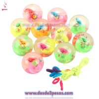 Pelota de Agua con Luz y Figura de mariposa y dinosaurio 8 cm diametro