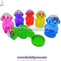 Caja con 24 piezas de Slime en  Figura de PULPO colores con glitter y bolitas de unicel  6cm