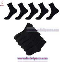 Calcetin Negro Caballero Unitalla liso media pantorrilla 