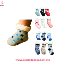 Calcetines Antideslizantes Térmicos de Bebé - Talla 0-12 Meses varios diseños