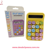 Calculadora Surimax SM25MDE003 Diseño Pop Colores Pastel, Teclas Redondas Aprox. 9 x 15 x 3 Cm.