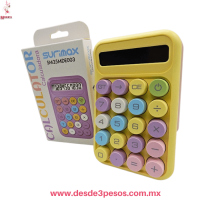 Calculadora Surimax SM25MDE003 Diseño Pop Colores Pastel, Teclas Redondas Aprox. 9 x 15 x 3 Cm.