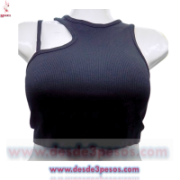 Camiseta De Punto Acanalado Con Hombros Descubiertos unitalla Licra e colores 